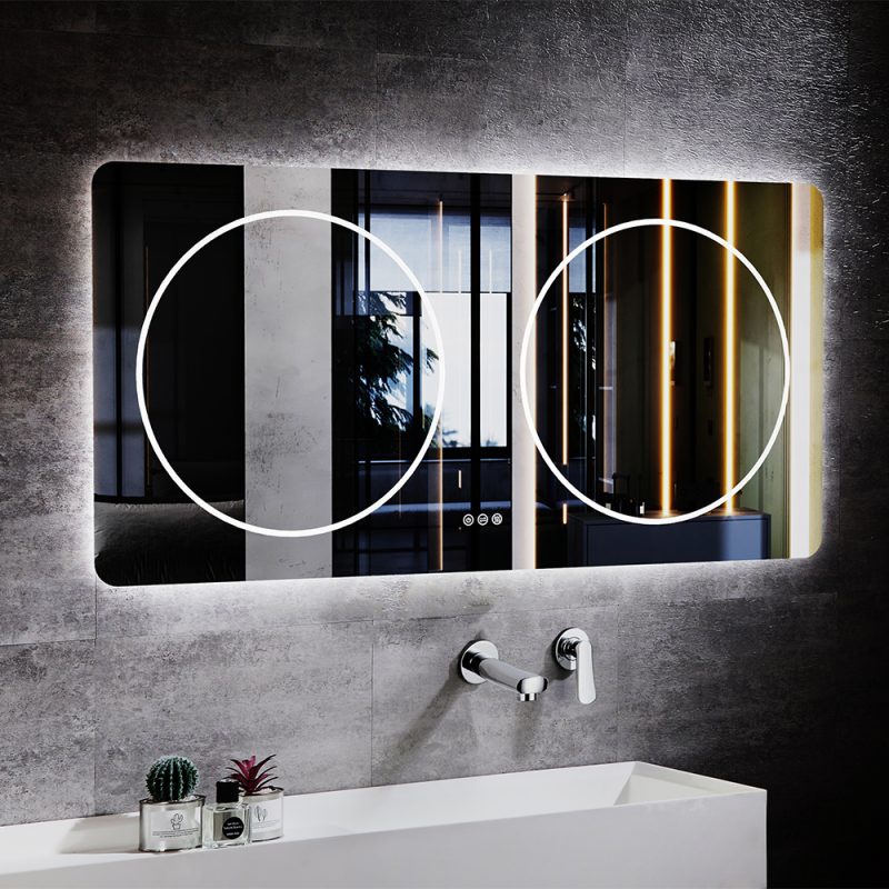 Fanyan | Double-circle sandblasted backlit LED illuminated mirror